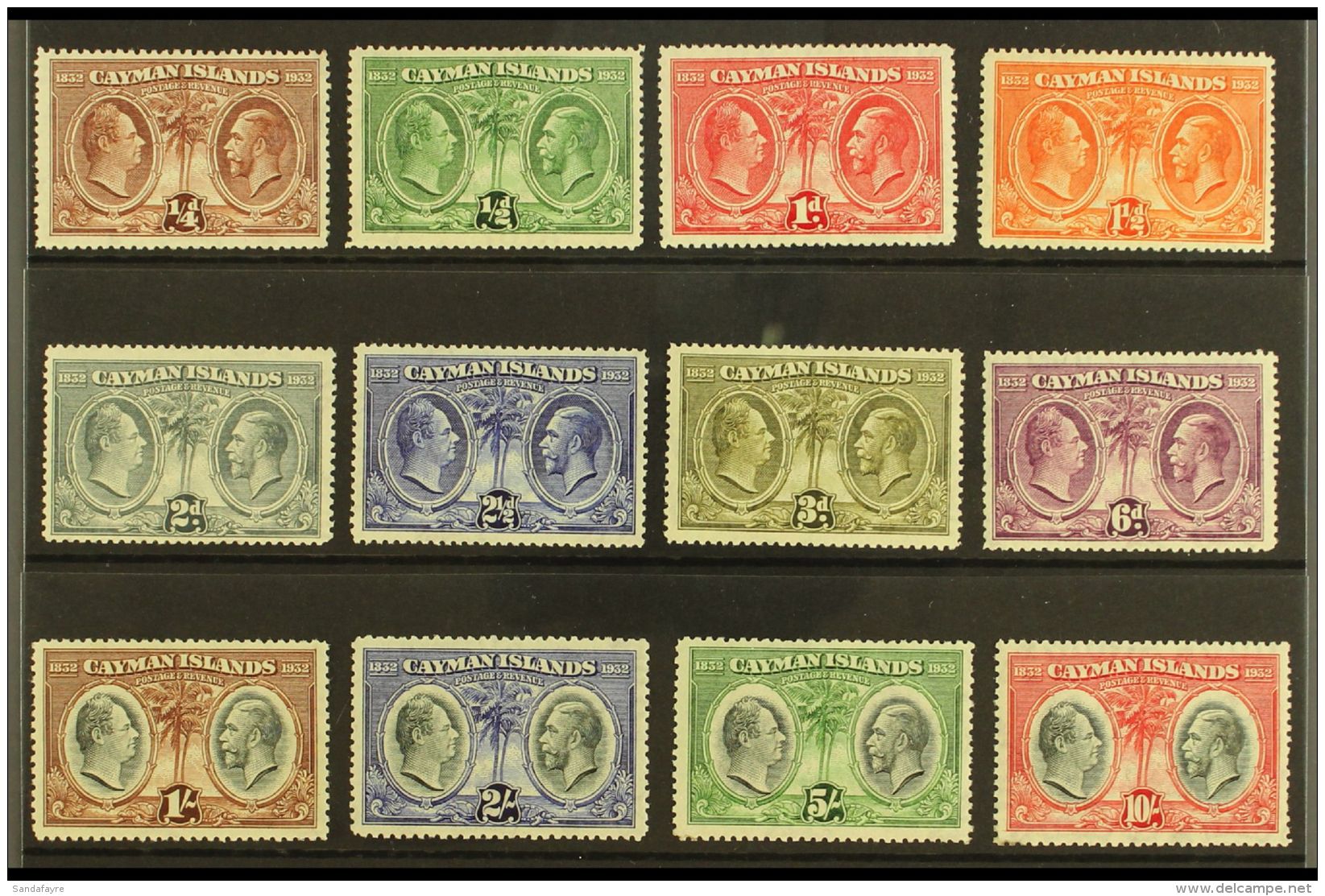 1932 Centenary Complete Set, SG 84/95, Lightly Hinged Mint, Some Gum Toning But Fresh Frontal Appearance, The 10s... - Cayman Islands