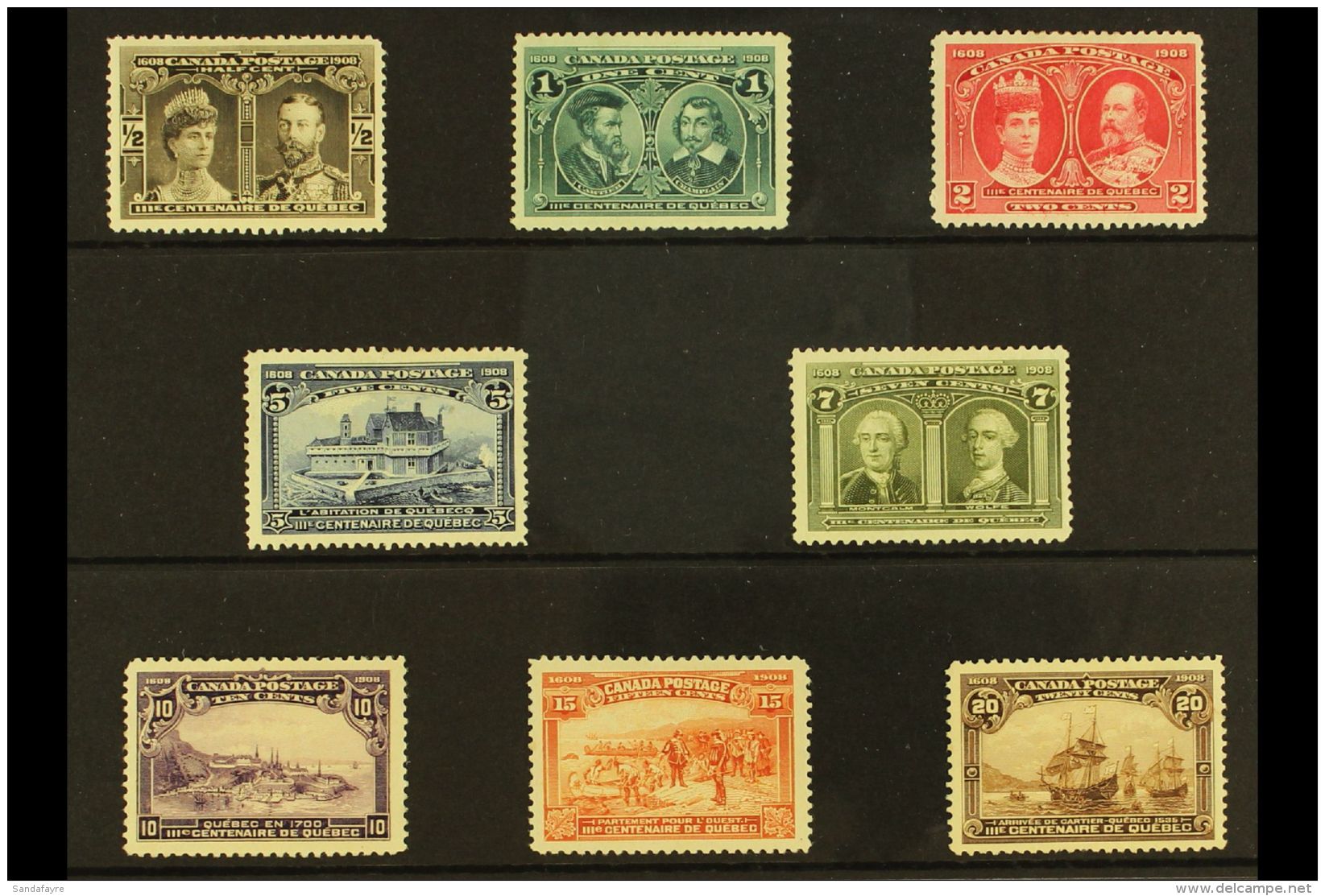 1908 Quebec Tercentenary Set Complete, SG 188/195, Very Fine Mint Large Part OG With Much Better Than Normal... - Altri & Non Classificati