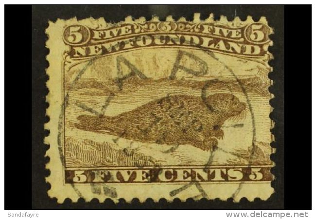 1865-70 5c Brown Seal (SG 26, Unitrade 25), Used With Superb Upright Almost Complete Fully Dated "LA POILE / Sep... - Other & Unclassified