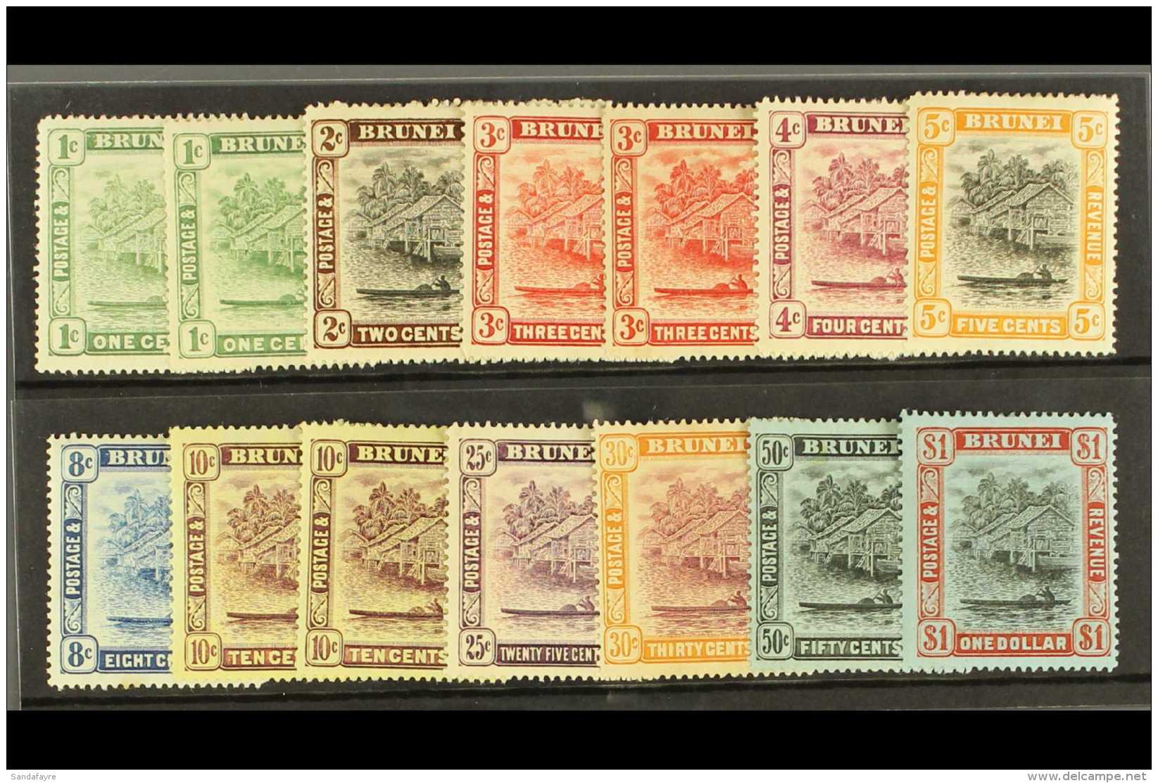 1908-22 Hut Set To $1 SG 34/46, Plus Die II 1c And 3c, And 10c Shade, Mostly Fresh Mint. (14 Stamps) For More... - Brunei (...-1984)