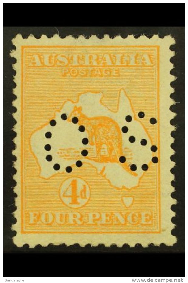 OFFICIAL 1914 4d Orange Punctured "OS", SG O21, Never Hinged Mint, Short Perf At Left. Rare. For More Images,... - Autres & Non Classés