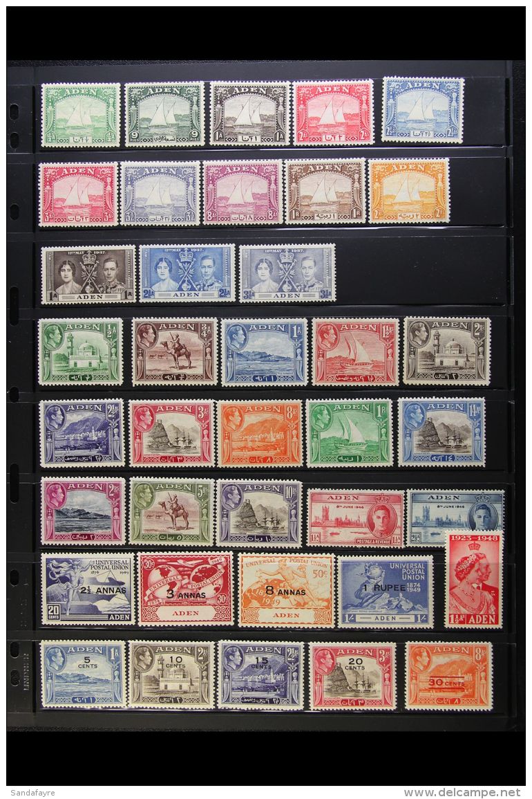 1937-1966 FINE MINT COLLECTION On Stock Pages, ALL DIFFERENT, Inc 1937 Set To 8a (NHM), 1r &amp; 2r (small Thin),... - Aden (1854-1963)