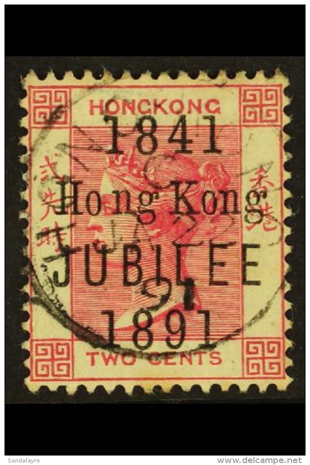 1891 2c Carmine "Jubilee" Overprint With SPACE BETWEEN "O" AND "N" OF "HONG" Variety, SG 51f, Superb Cds Used With... - Altri & Non Classificati