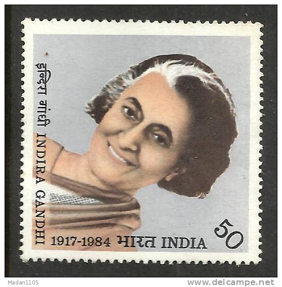 INDIA,1984 ,INDIRA GANDHI,Ex-Prime Minister Of India. SG 1138, ,MNH,(**) - Neufs