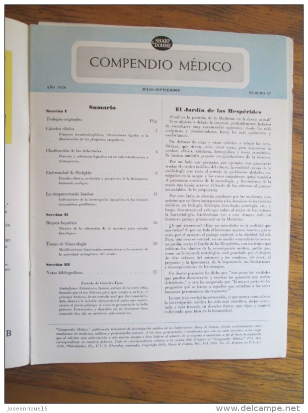 REVISTA COMPENDIO MEDICO SHARP & DOHME Nº 57 - 1950 - Gezondheid En Schoonheid