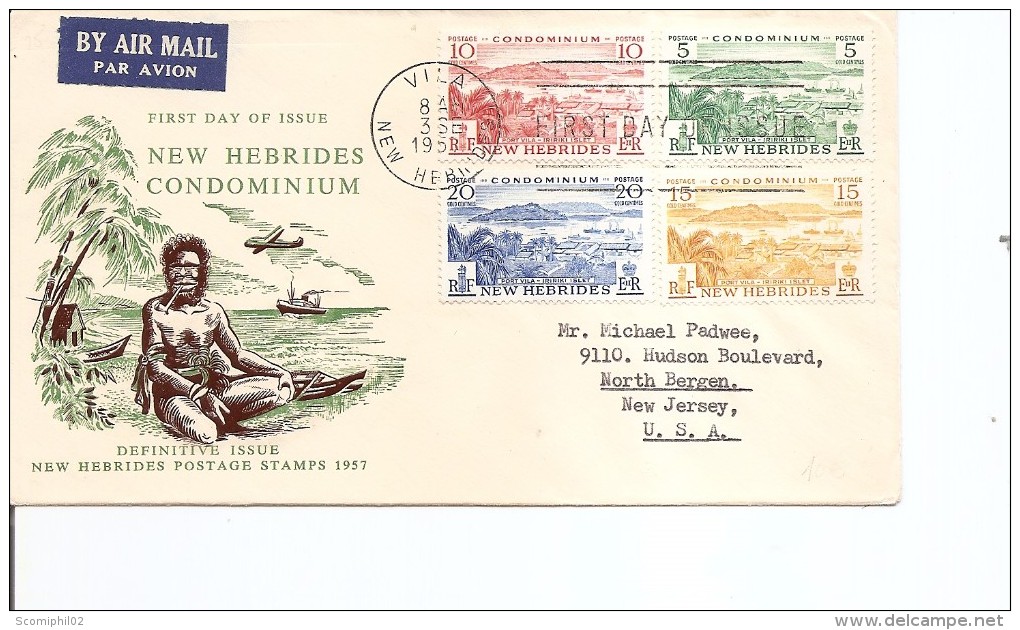 Nouvelles -Hébrides ( FDC De 1957 Voyagé Vers Les USA à Voir) - FDC