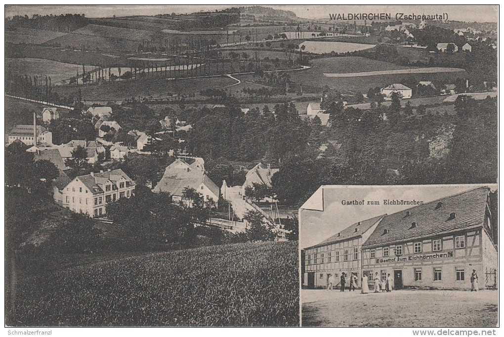 AK Zschopautal Waldkirchen Gasthof Zum Eichhörnchen Fabrik Bahnhof ? Eisenbahn Bei Gornau Zschopau Witzschdorf Bahnpost - Lengefeld