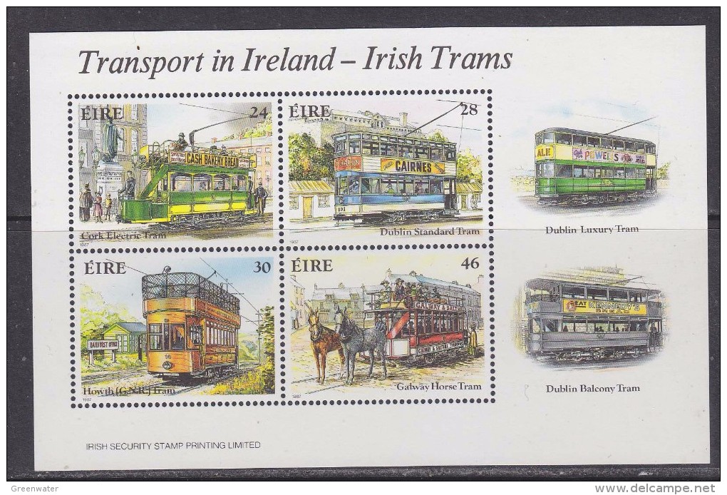 Ireland 1987 Irish Historic Trams  M/s  ** Mnh (30593A) - Blocchi & Foglietti