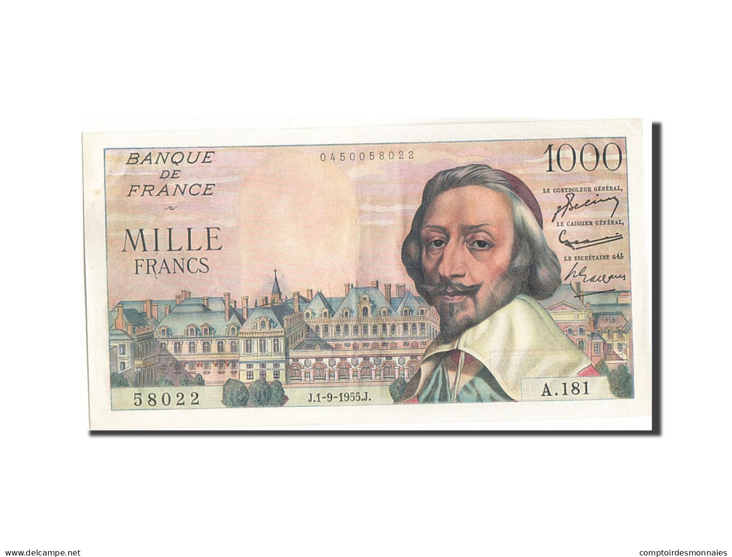 Billet, France, 1000 Francs, 1 000 F 1953-1957 ''Richelieu'', 1955, 1955-09-01 - 1 000 F 1953-1957 ''Richelieu''