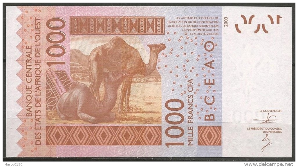 ETATS DE L' AFRIQUE DE L' OUEST, SENEGAL, 1000 FRANCS, 2003,  NEUF - Westafrikanischer Staaten