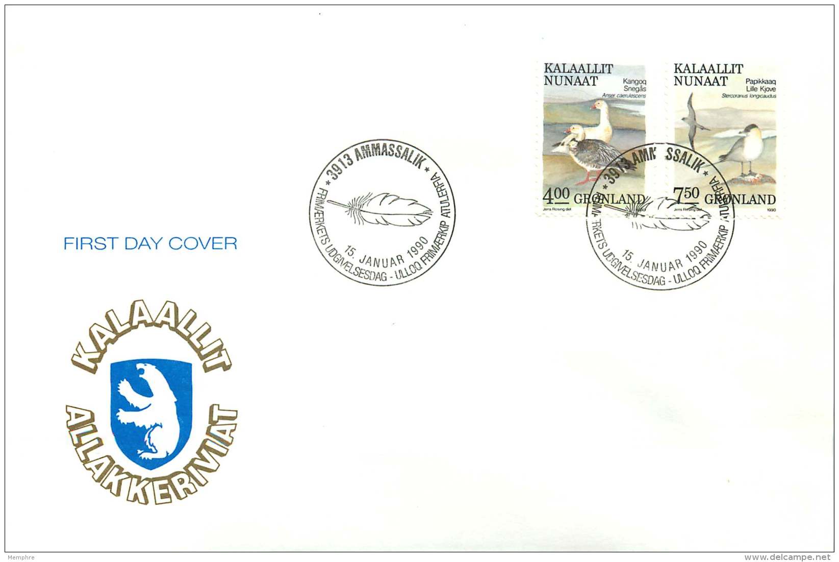 1990  Birds  4,00kr And 7,50ke Values - FDC