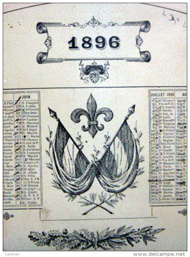 33 BORDEAUX 1896 CALENDRIER OFFERT PAR LE JOURNAL ANTIDREYFUSARD ET ANTISEMITE  LE  NOUVELLISTE - Groot Formaat: ...-1900