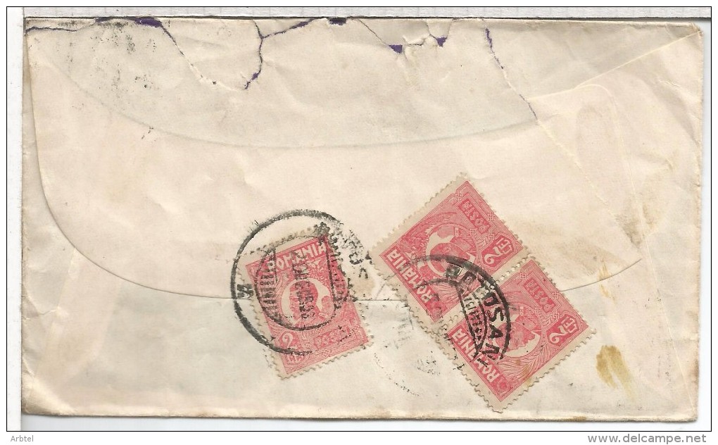 RUMANIA CC 1892 BOTOSANI A PARIS - Storia Postale