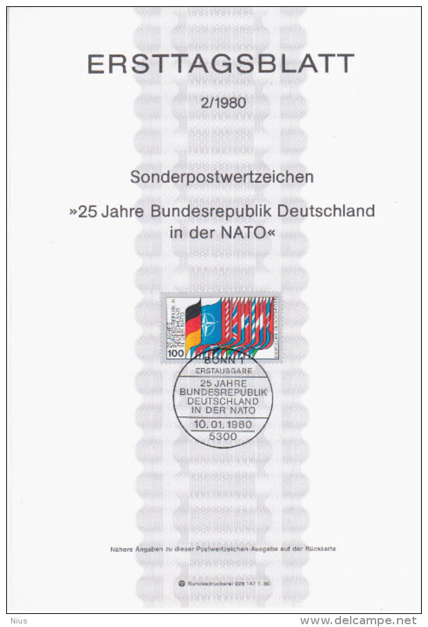 Germany 1980-02 ETB ERSTTAGSBLATT "25 Jahre Bundesrepublik Deutschland In Der NATO" First Day Sheet, Bonn - 1974-1980