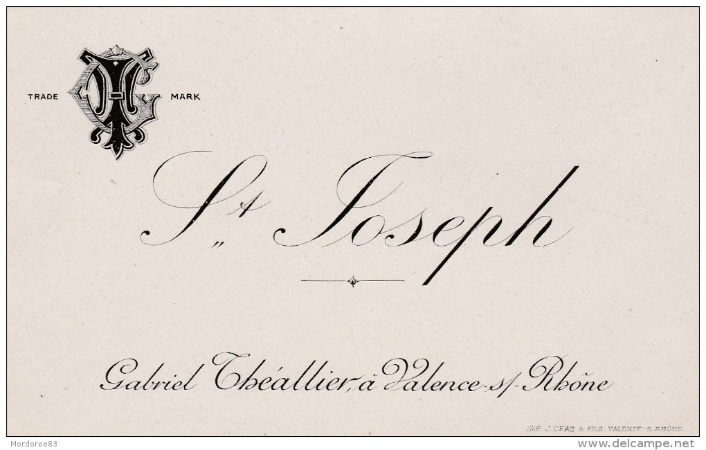 LOT DE 10 ETIQUETTES NEUVE ST JOSEPH GABRIEL THEALLIER VALENCE S/RHONE TRADE MARK - Lots & Sammlungen