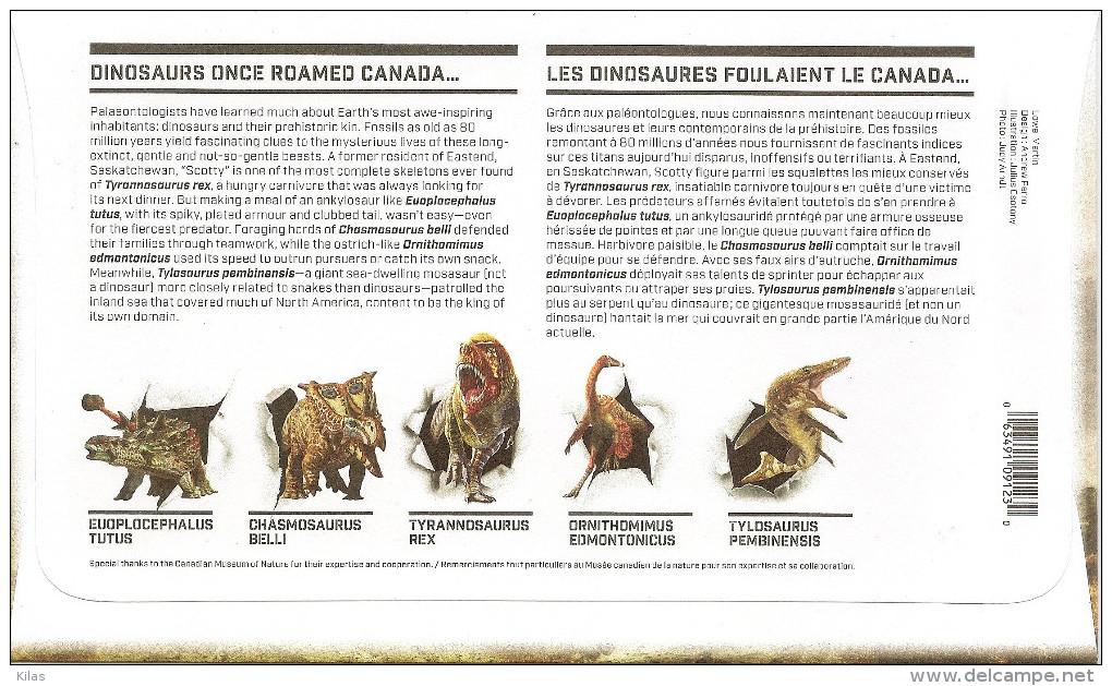 CANADA  2015, Dinosaurs FDC - 2011-...