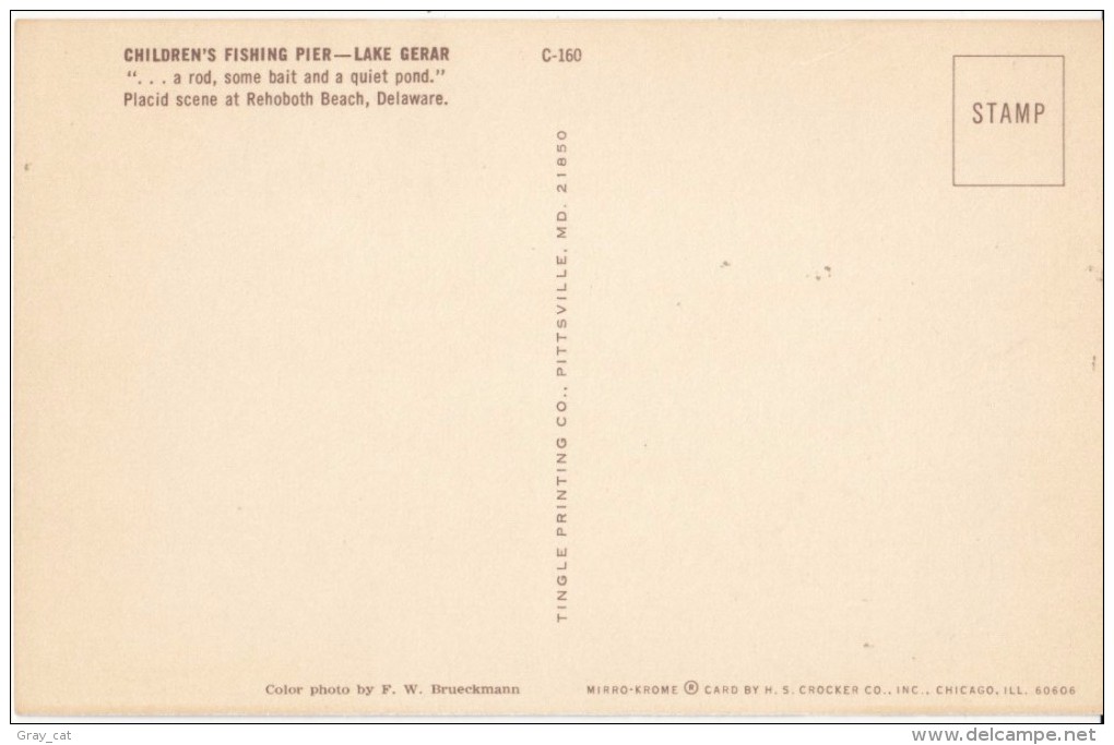 Children's Fishing Pier, Lake Gerar, Rehoboth Beach, Delaware, Unused Postcard [17833] - Otros & Sin Clasificación