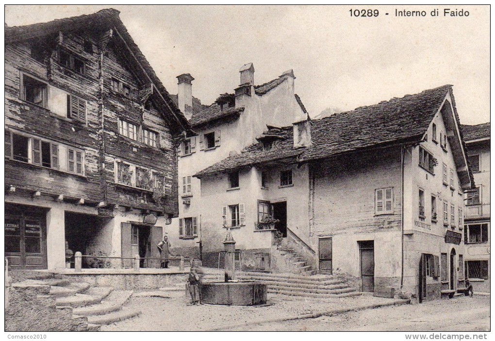 CARTOLINA DI   FAIDO INTERNO DEL PAESE  FINE 800 VIAGGIATA NEL 1909 - Faido