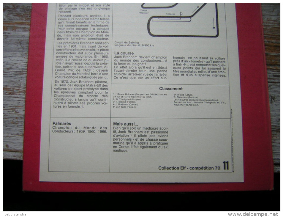 COLLECTION ELF  COMPÉTITION 70 N° 11 JACK BRABHAM PILOTE ELF   COURSE AUTOMOBILE OFFERT PAR VOTRE STATION SERVICE ELF - Sonstige & Ohne Zuordnung