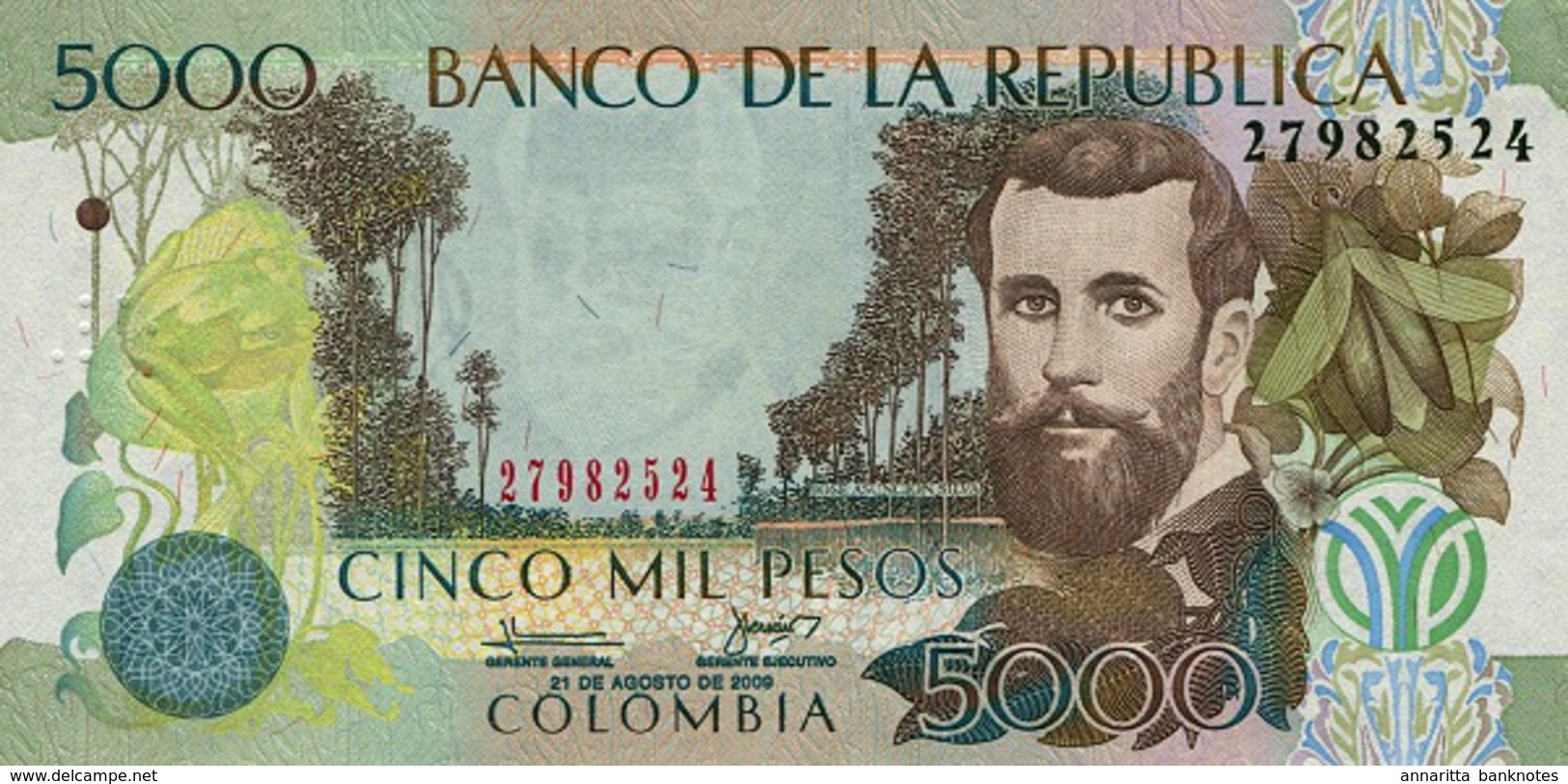 Colombia (BDLR) 5000 Pesos 2009 UNC Cat No. P-452k / CO452k - Colombie