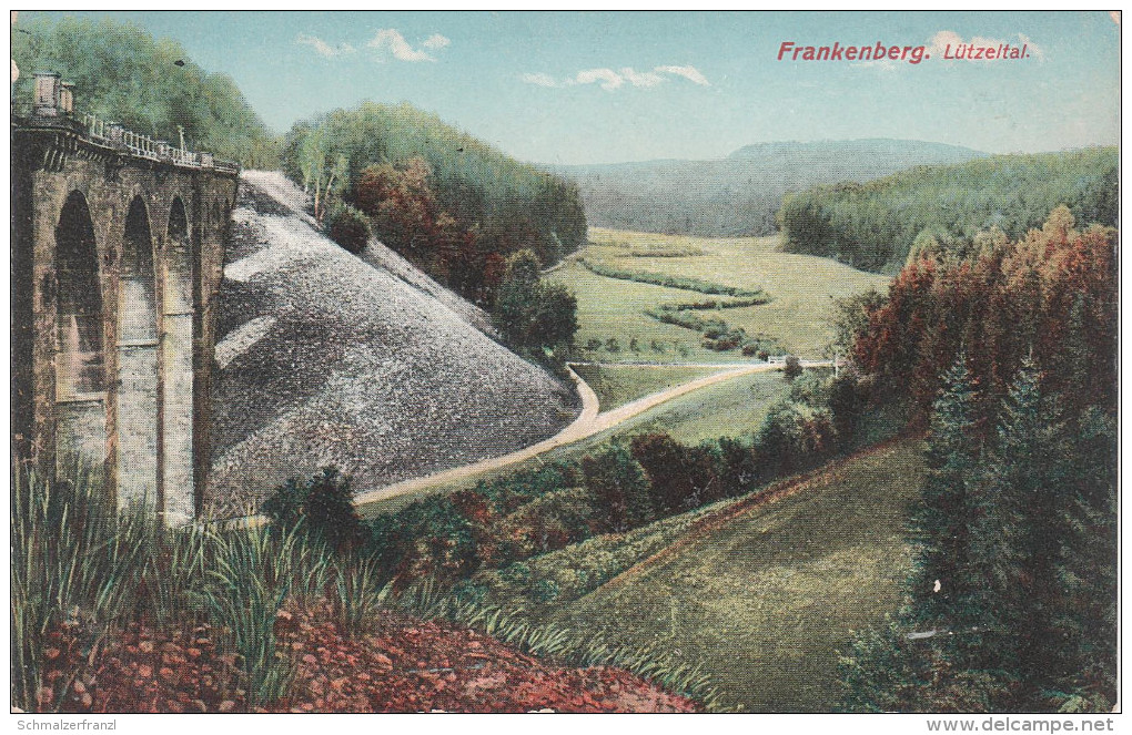 AK Frankenberg Erzgebirge Lützeltal Eisenbahn Viadukt Brücke Bei Lützelhöhe Merzdorf Dittersbach Lichtenau Niederwiesa - Frankenberg