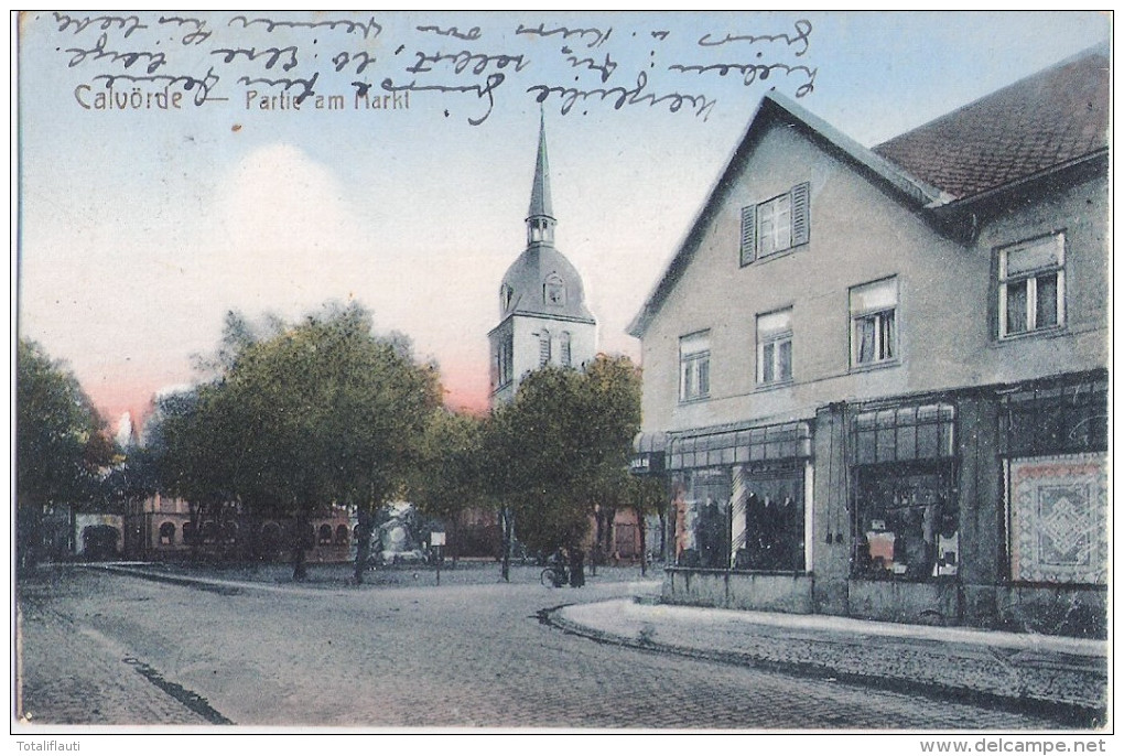 CALVÖRDE Partie Am Markt Belebt Geschäfte Gem Flechtingen Kr Börde 5.8.1919 Gelaufen Eisleben Magdeburg - Eisleben