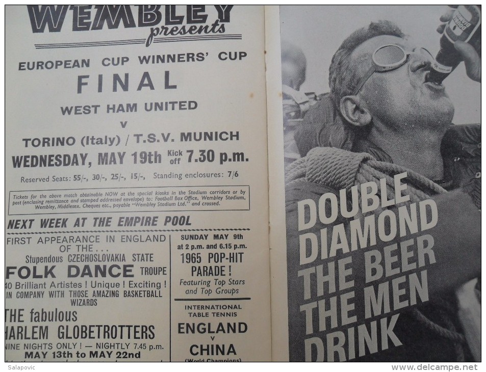 WEMBLEY 1965 ENGLAND V HUNGARY PROGRAMME 05/05/1965