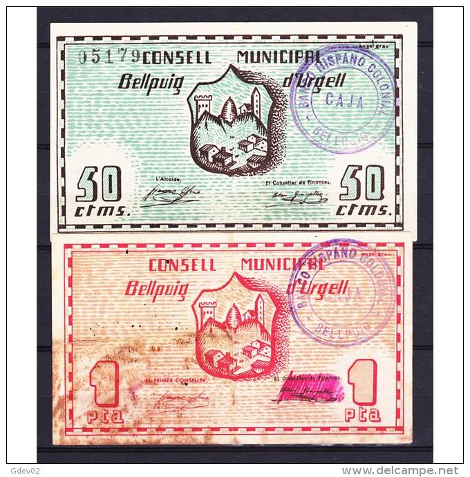 LRDBYMA6208-LBTBBIMGC0236-B.BILLETES DE LERIDA. LA GUERRA CIVIL. 15CTMS. AYUNTAMIENTO DE BELLPUIG - 1-2 Pesetas