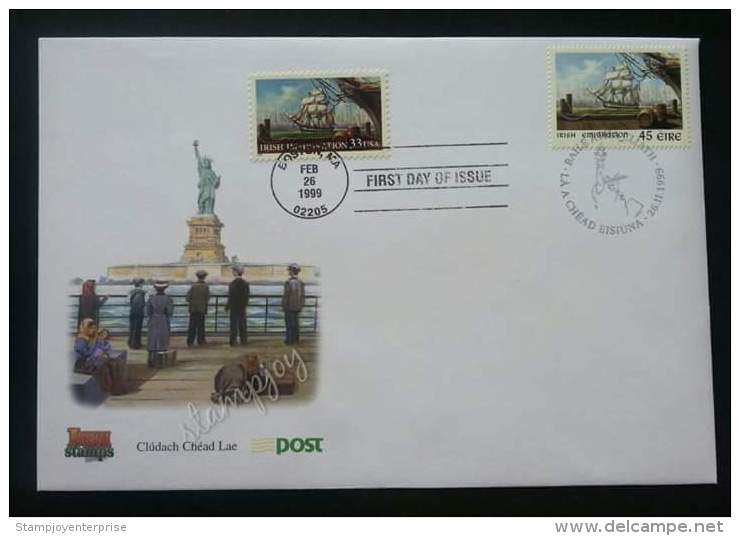 Ireland - USA Joint Issue  Emigration To The United States 1999 Liberty (joint FDC)  *dual Cancellations - Briefe U. Dokumente