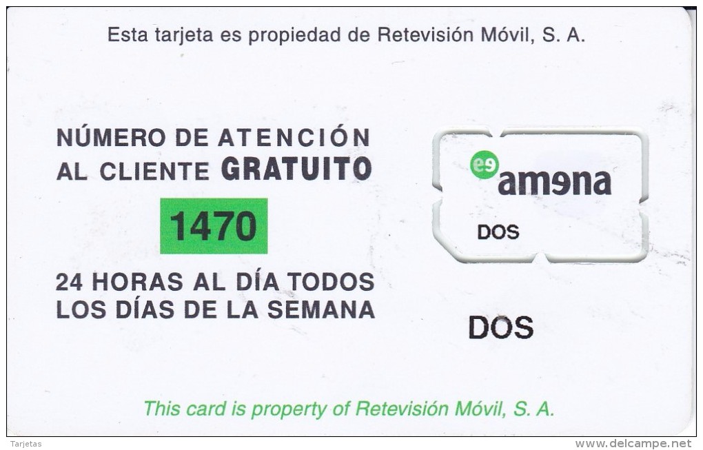 AMR-004 TARJETA DE GSM DE AMENA DUAL CON SU CHIP ORIGINAL (NUEVA-MINT) - Amena - Retevision