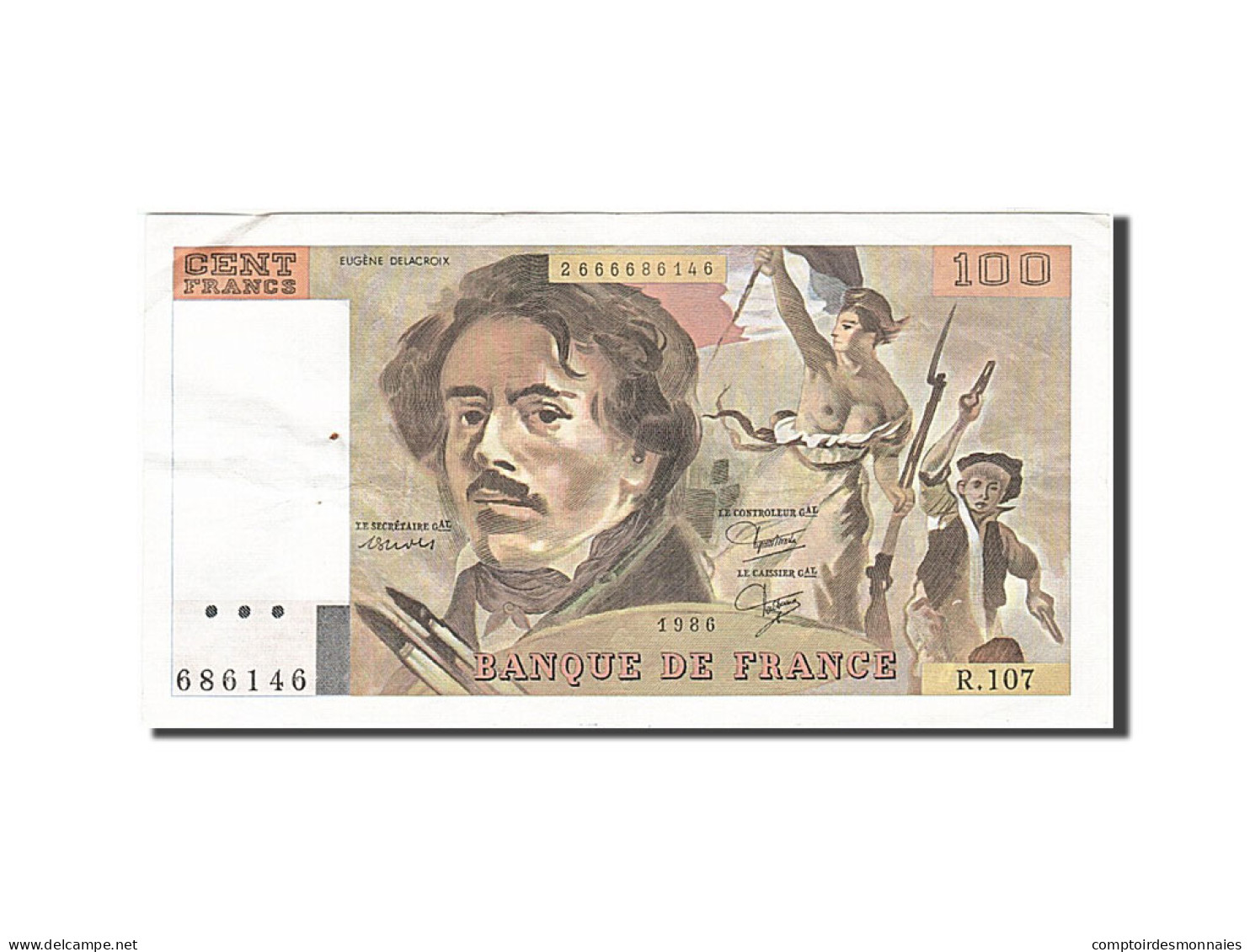 Billet, France, 100 Francs, 1978, 1986, TTB+, Fayette:69.10, KM:154b - 100 F 1978-1995 ''Delacroix''