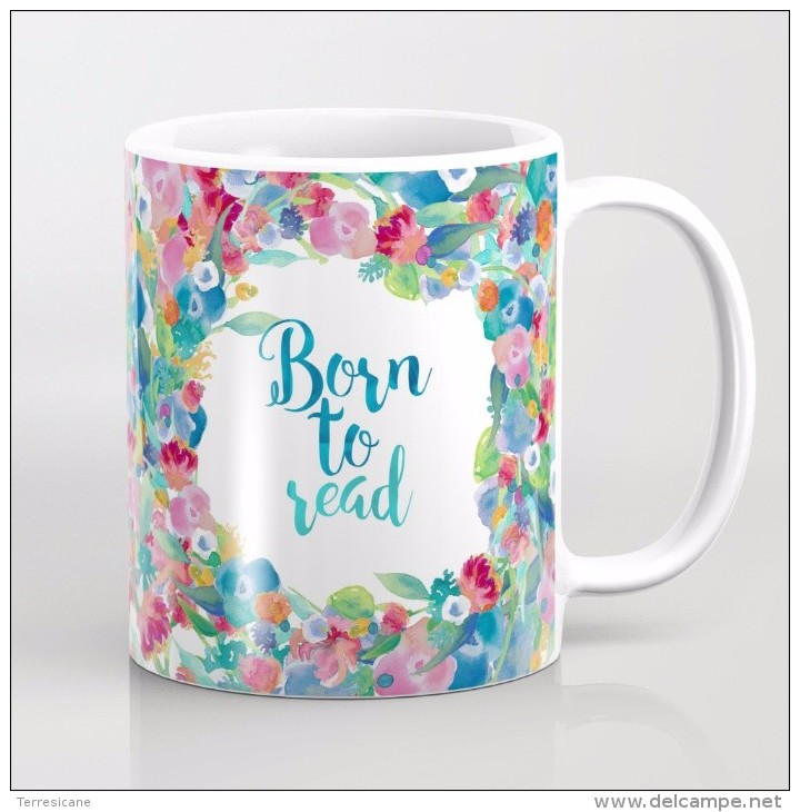 X TAZZA IN CERAMICA COFFEE MUGS MUG 11 OZ   Born To Read - Blue By Lorena LG Design NUOVA - Kopjes