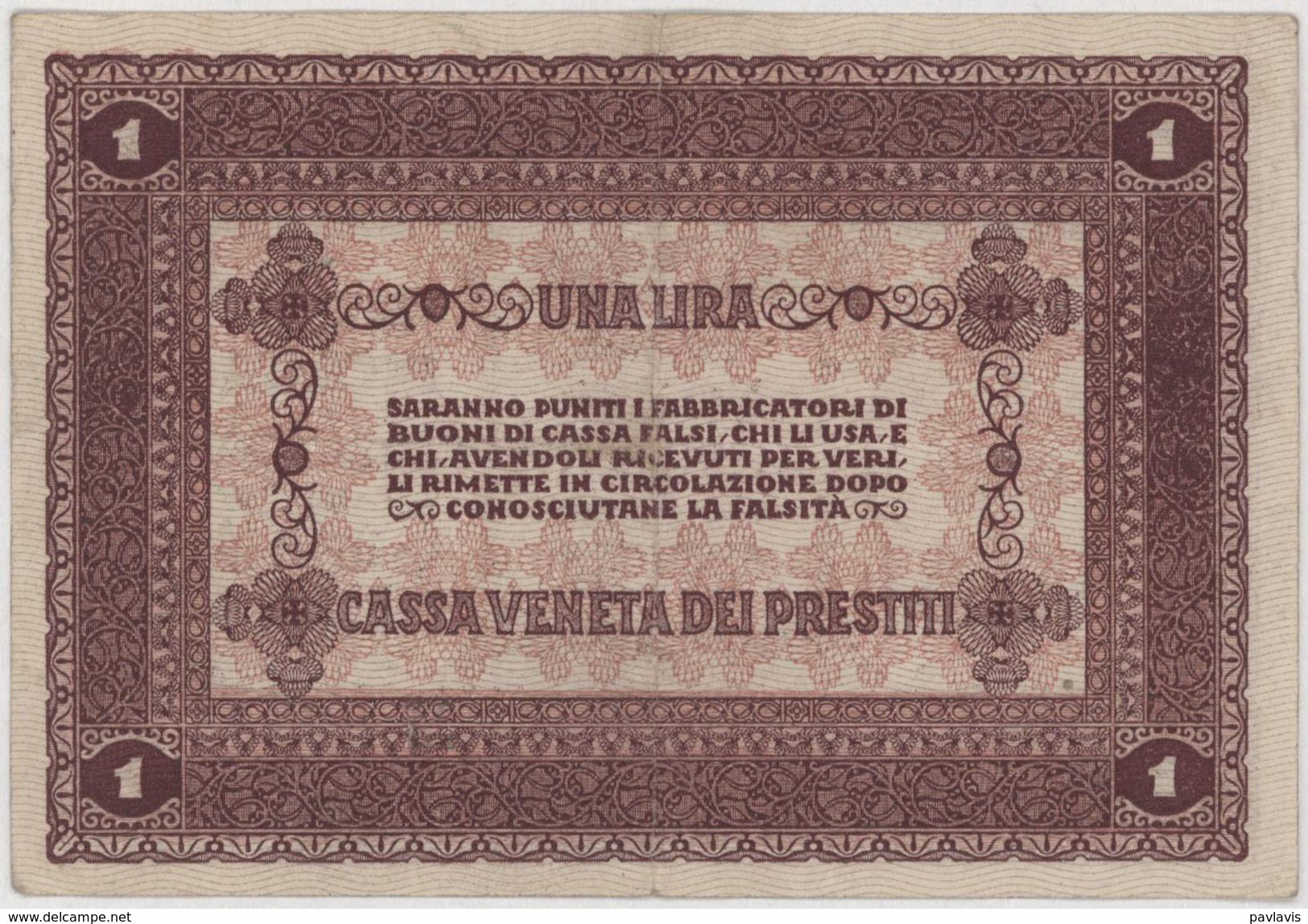 1 Lira / DA UNA LIRA 2 GENNAIO - Italy - Year 1918 - Buoni Di Cassa