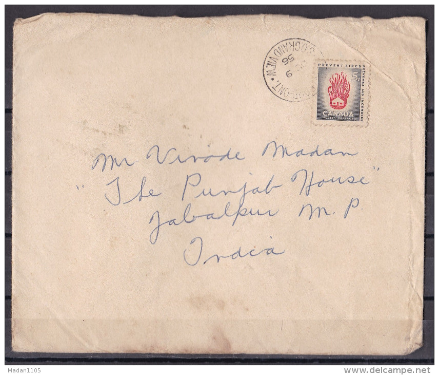 CANADA, 1956, Cover From Canada To India,  1 Stamp, - Lettres & Documents