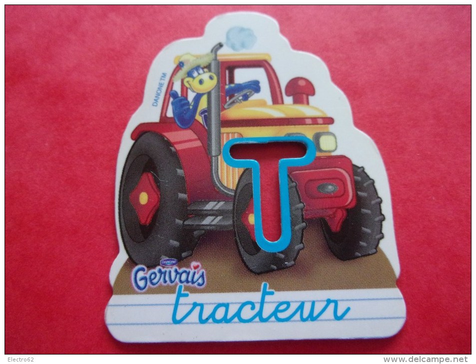 Magnet Danone  Gervais Dinosaure Tracteur Lettre T - Letters & Digits
