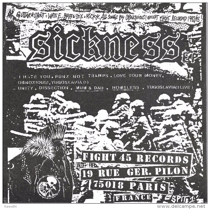 EP 33 RPM (7")  Obnoxious  "  Sickness  " - Punk