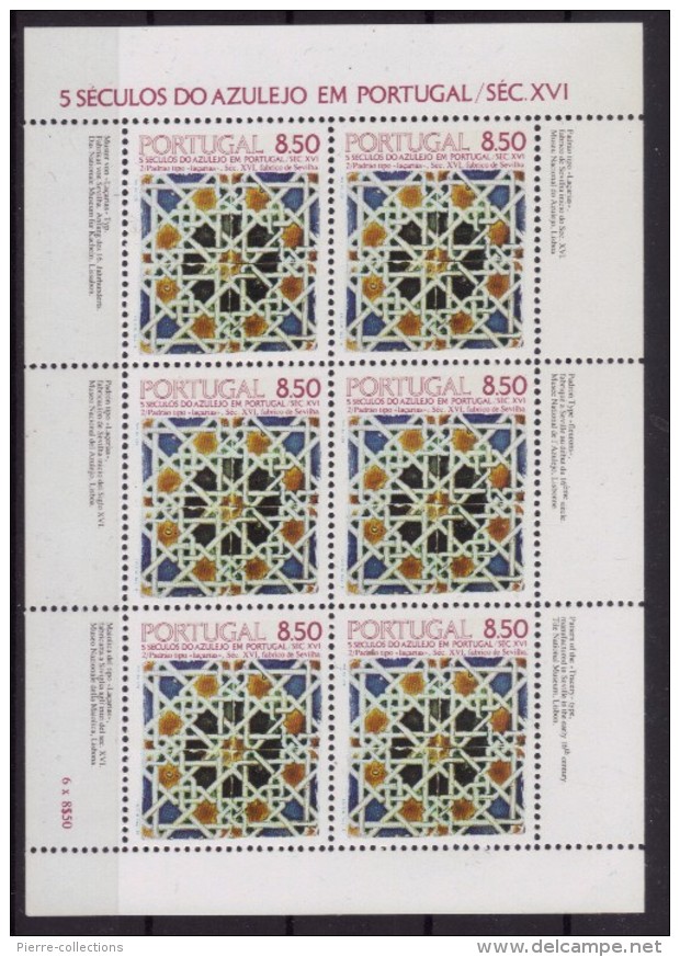 Portugal N° 1514 - Feuille Complète De 8 Timbres Neufs ** - Azulejos - Atelier De Guijarro - Volledige & Onvolledige Vellen