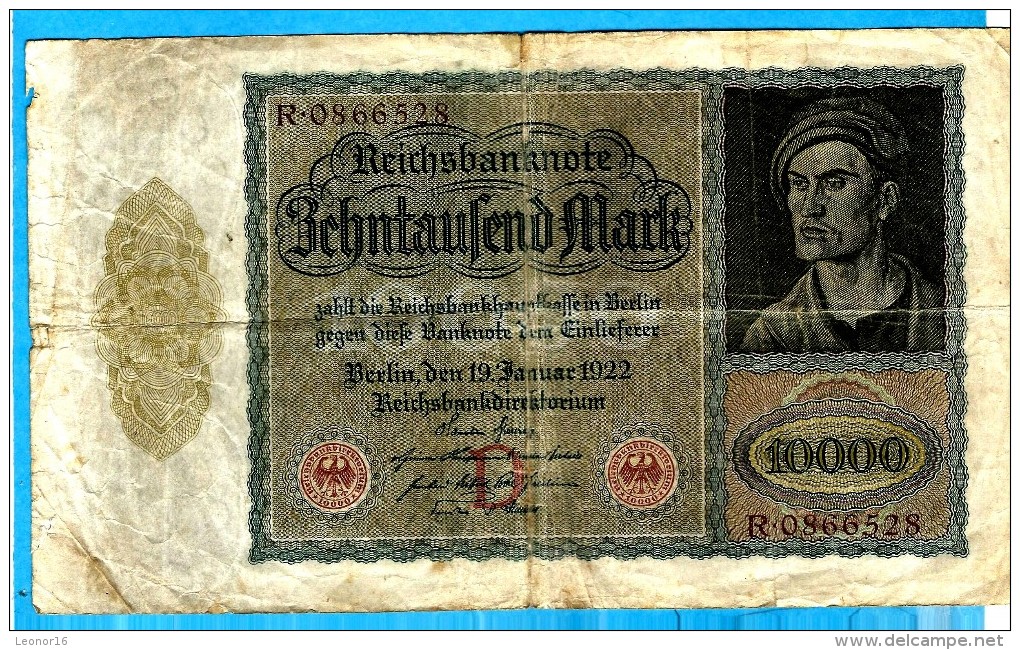 REICHSBANKNOTE 1922   ** ZEHNTAUSEND MARK ** - 10000 Mark