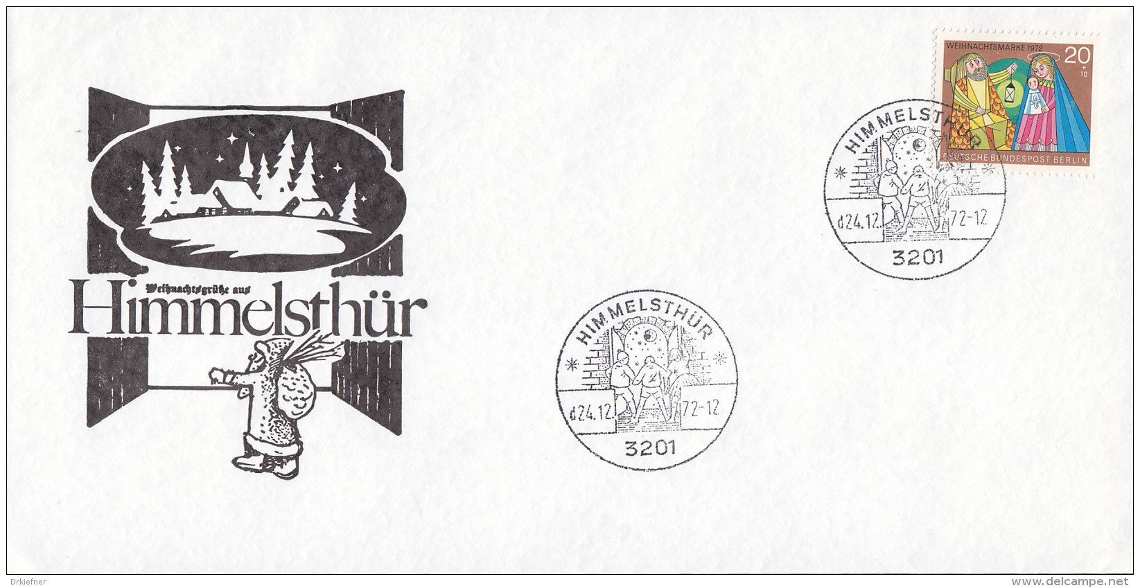 BERLIN  441 EF Auf Sonderbeleg Mit Sonderstempel: Himmelsthür D 24.12.1972, Weihnachten, Weihnachtsmann - Machines à Affranchir (EMA)