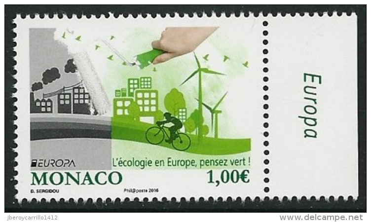 MONACO, PRINCIPADO-  EUROPA 2016 -TEMA ANUAL " ECOLOGIA -EL PENSAMIENTO VERDE - THINK GREEN".- SERIE 1 V. - 2016