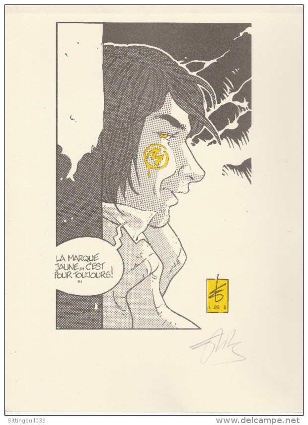 La Marque Jaune... C'est Pour Toujours !... Ex-libris Avec Le M De Blake Et Mortimer. Signé. 1988. Auteur Non Identifié - Illustrateurs M - O