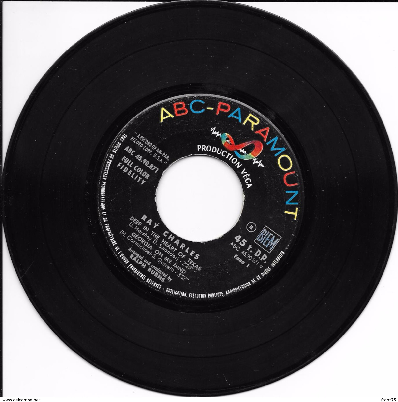 Ray CHARLES-Georgia On My Mind- 45 T.(4 Titres)-ABC-PARAMOUNT--BE - Blues