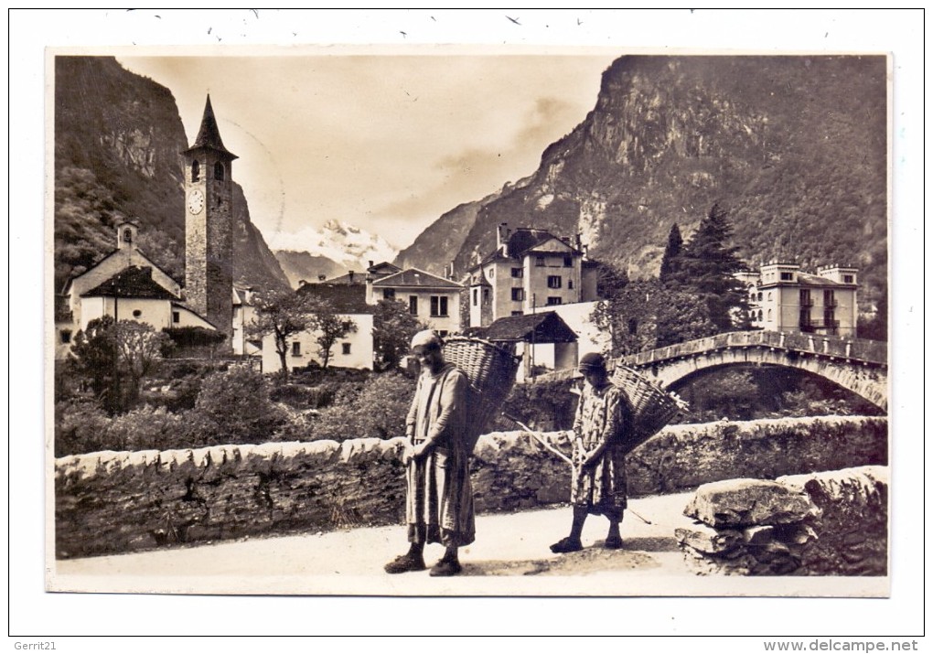 CH 6676 BIGNASCO TI, Panorama, Kinder Mit Tragekörben, 1938, Rücks. Klebereste - Bignasco