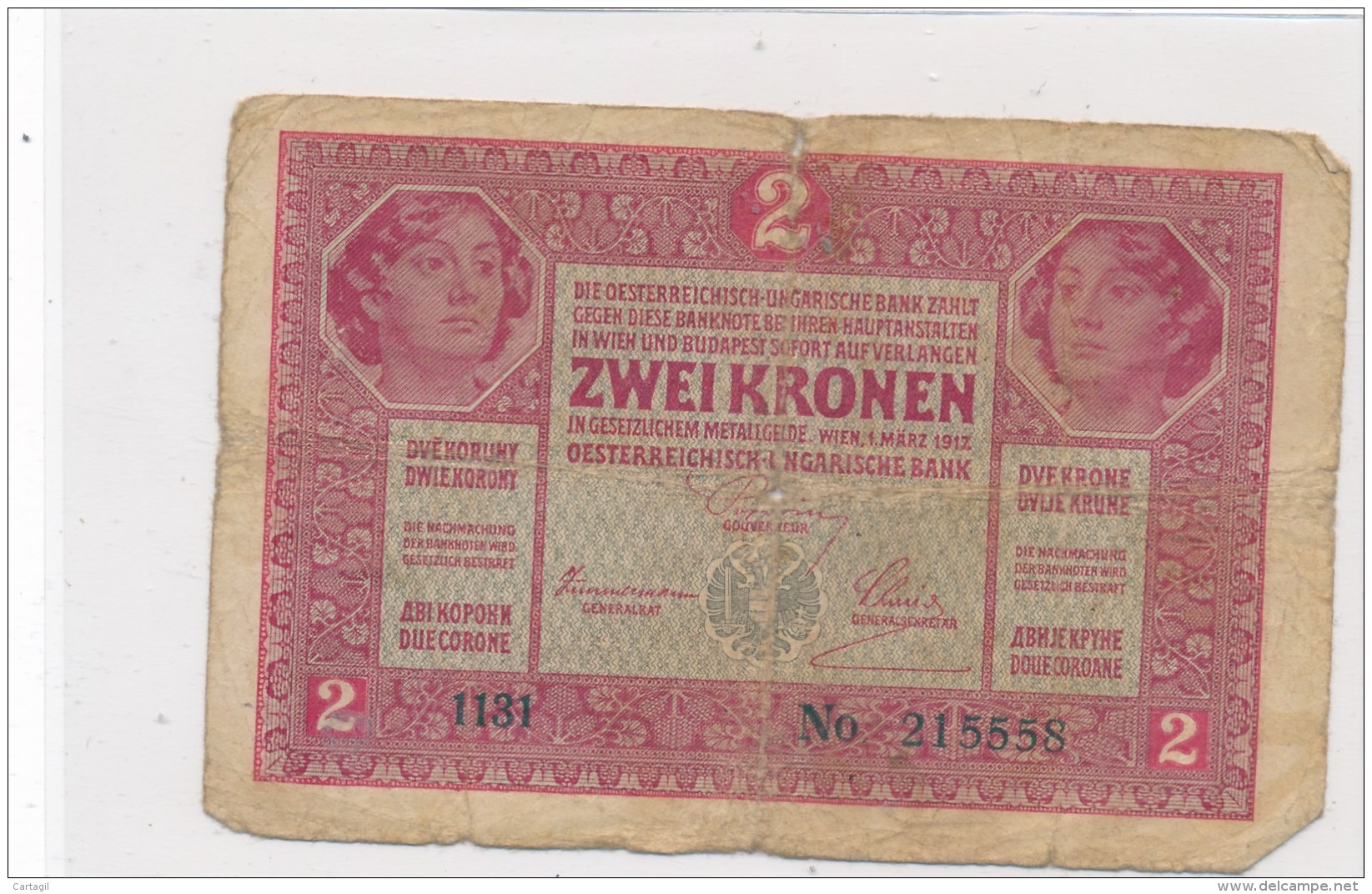 Billets - B2107 - Autriche - Hongrie - Billet 2 Ket Korona 1917  ( Type, Nature, Valeur, état... Voir Double  Scans) - Altri – Europa