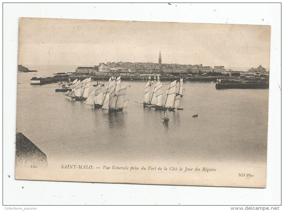 Cp , Sport , Voile , Vue Générale Prise Du Fort De La Cité Le JOUR DES REGATES , 35 , SAINT MALO , Voyagée 1905 - Voile