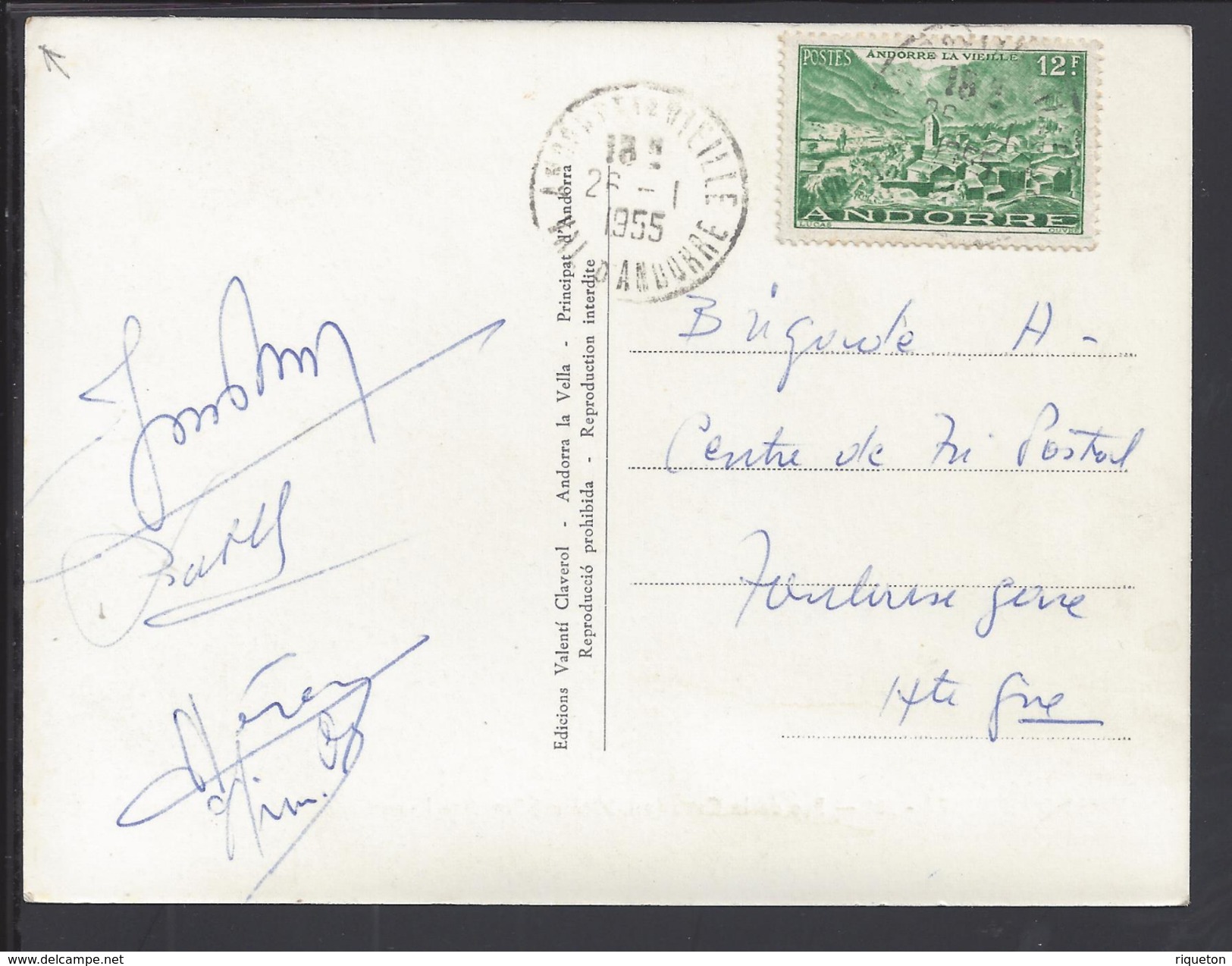 ANDORRE - 1955 - CORRESPONDANCE DE ANDORRE LA VIEILLE VERS TOULOUSE SUR CARTE POSTALE "VALLS D'ANDORRA - PAS DE LA CASA" - Brieven En Documenten