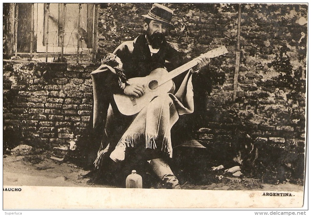 S-ARGENTINA-GAUCHO CHE SUONA CHITARRA-CARDFOTOGRAFICA ORIGINALI ANNI 20 - Amerika