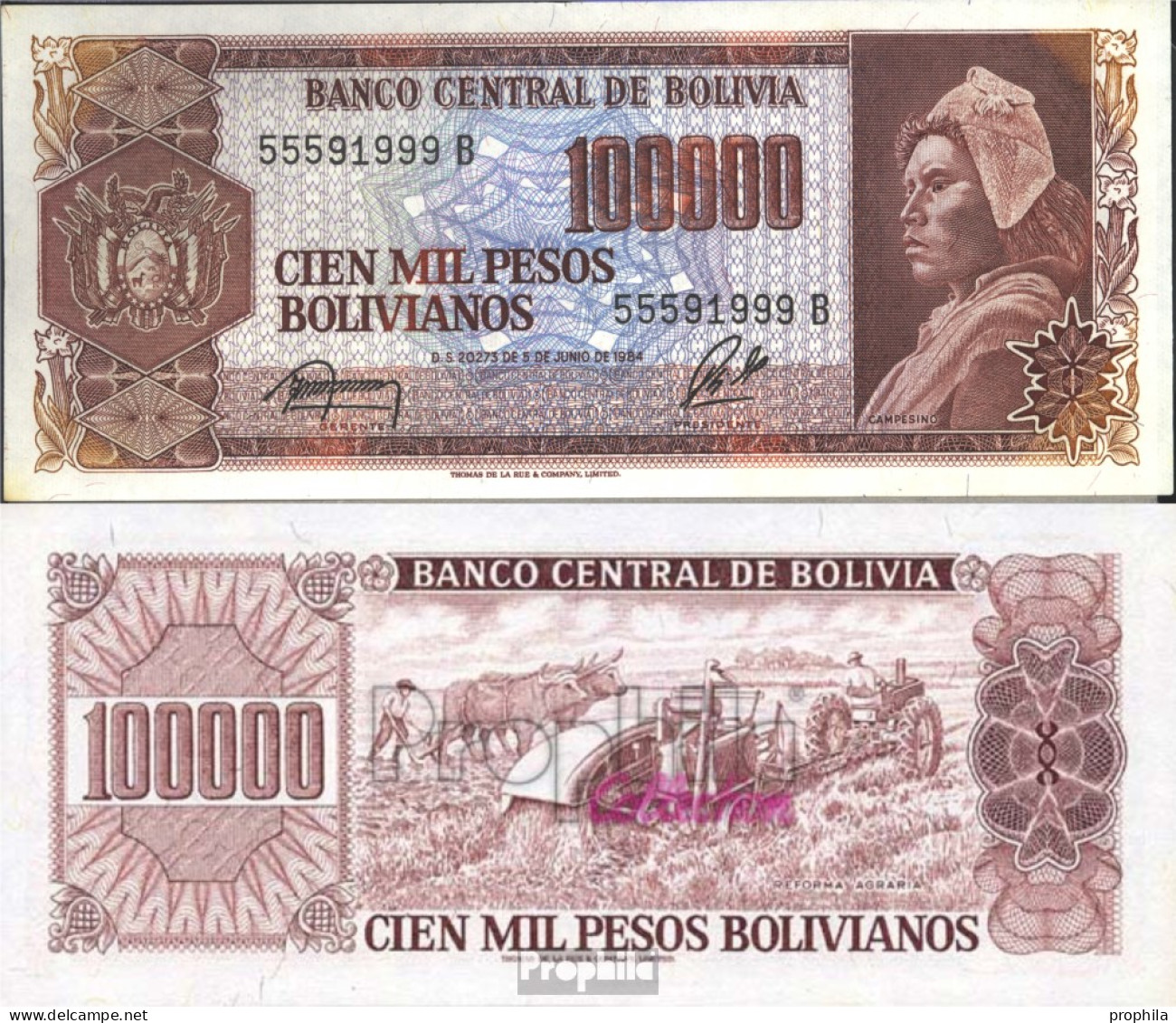 Bolivien Pick-Nr: 171a Bankfrisch 1984 100.000 Pesos Boliv. - Bolivia