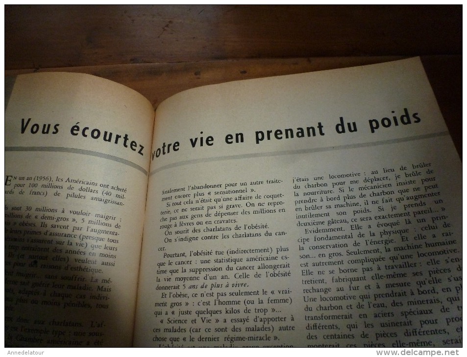 1957 SCIENCE Et VIE N° 481 :Titres Du Contenu ,suivant  SOMMAIRE En 2e Photo : Maigrir ?;Cocaïne,plastique;Israël, Etc - Science