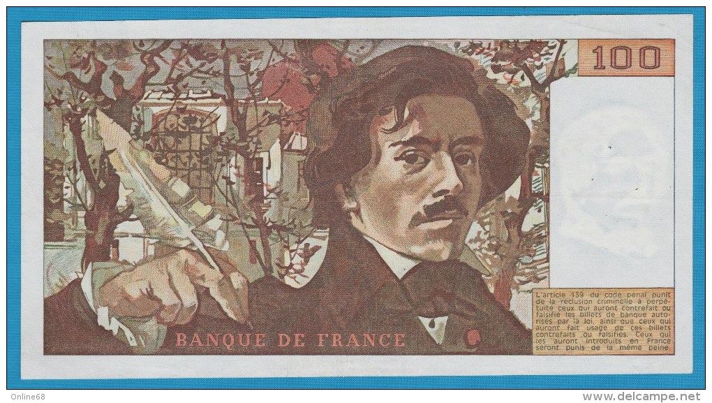 FRANCE 100 Francs 1978  "DELACROIX"  ALPHA B.5   F.68/3  KM# 154 - 100 F 1978-1995 ''Delacroix''